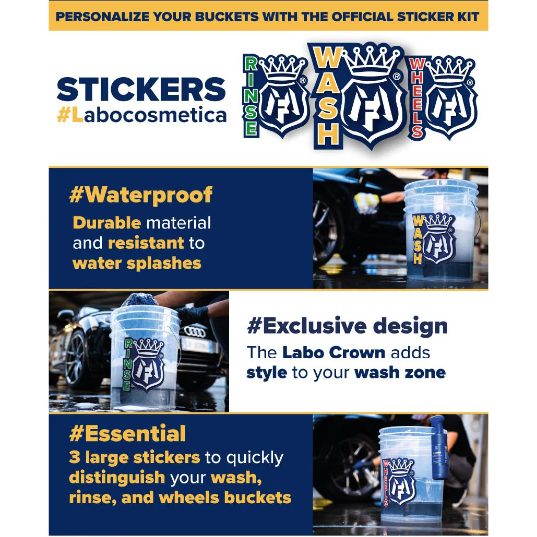Labocosmetica Wash, Rinse and Wheels Detailing Bucket Stickers - Image 9