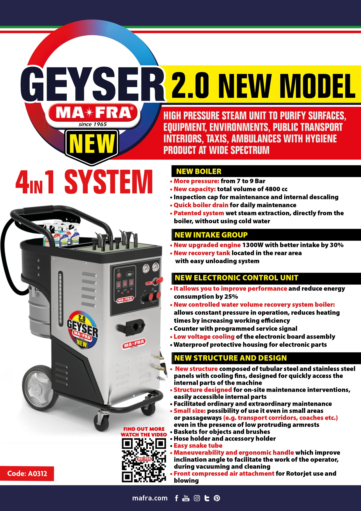 MaFra Geyser 2.0 - 4 in 1 Steam and Sanitation Unit - Image 2